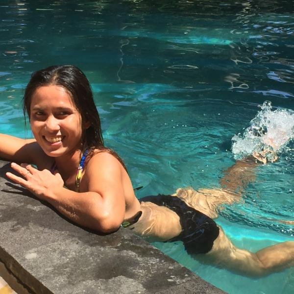 Reya cooling off in Bali Retreat Pool